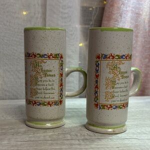 Irish Toast Ceramic Mugs - Green and Cream